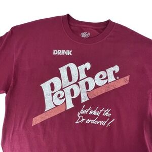Dr Pepper‎ Graphic T-Shirt Mens XL Maroon Retro Logo "Just What The Dr Ordered"